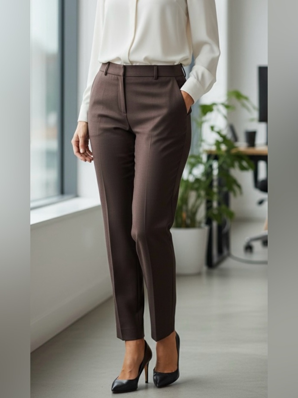 Women's Nygard Collection Brown Straight-Leg Dress Pants